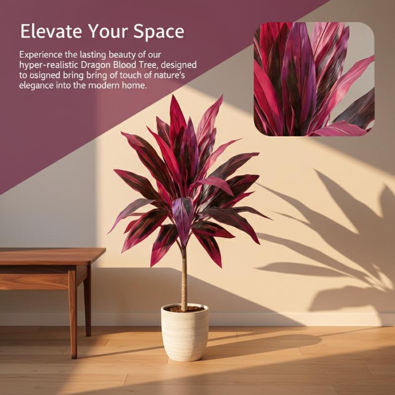 Dracaena Marginata - Büyük Yapay Dracaena Marginata Ağacı 55cm