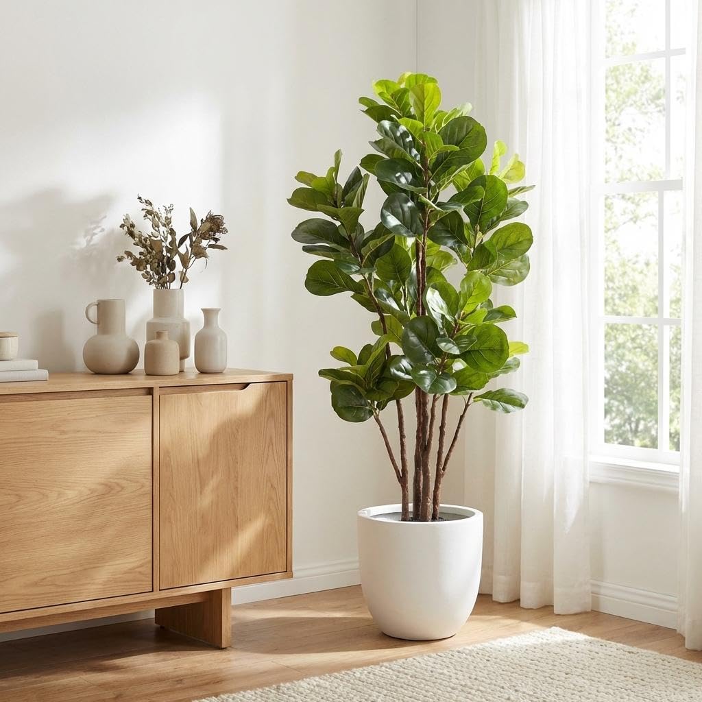Yapay Fiddle Leaf Fig Ağacı, 1 - Ficus Lyrata Tree incelemesi ve fiyatı